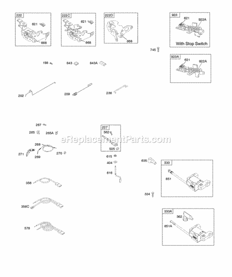 Controls Electrical Flywheel Brake Ignition Diagram and Parts List for 12J902-0159-01  Briggs and Stratton Engine